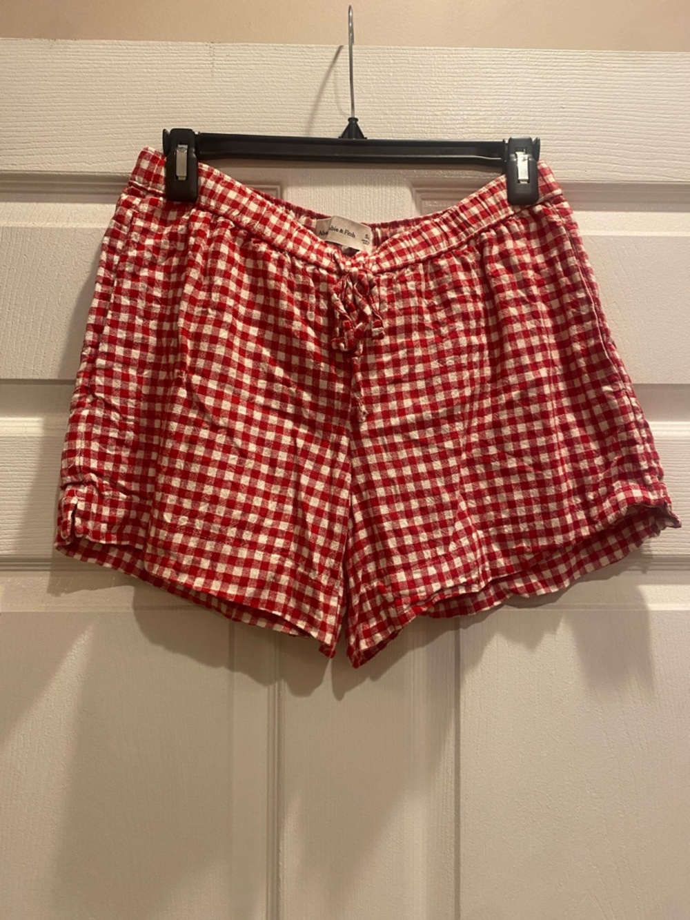Abercrombie Red Gingham linen shorts